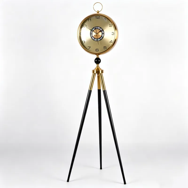 Art Craft Room - Black Gold Tripod Floor Clock Art